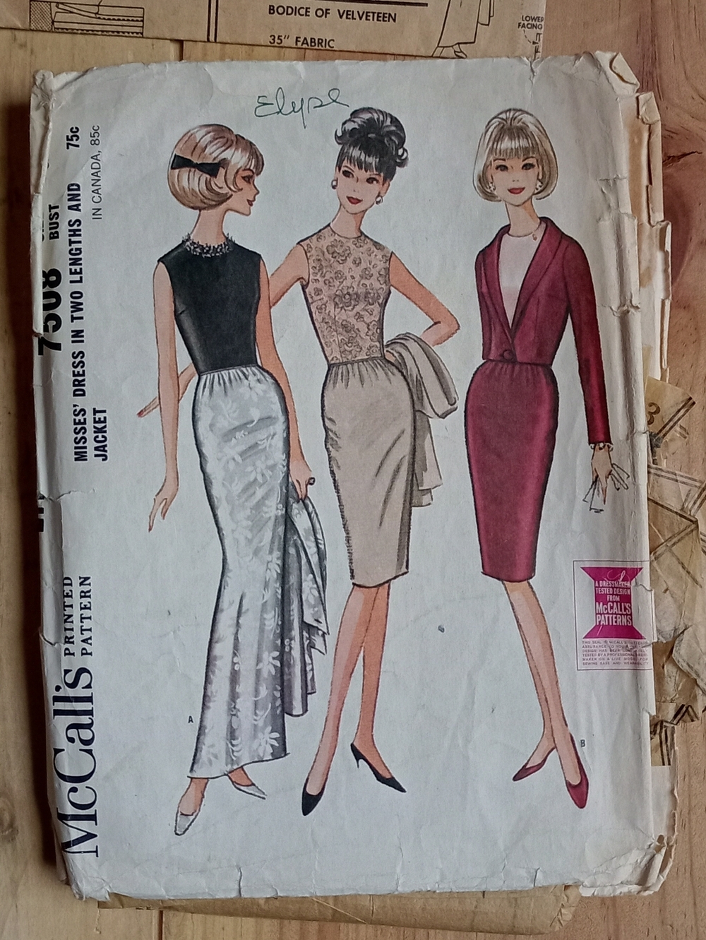 McCall's #7508 Sewing Pattern Miss Dress in Two Lengths and Jacket Cut